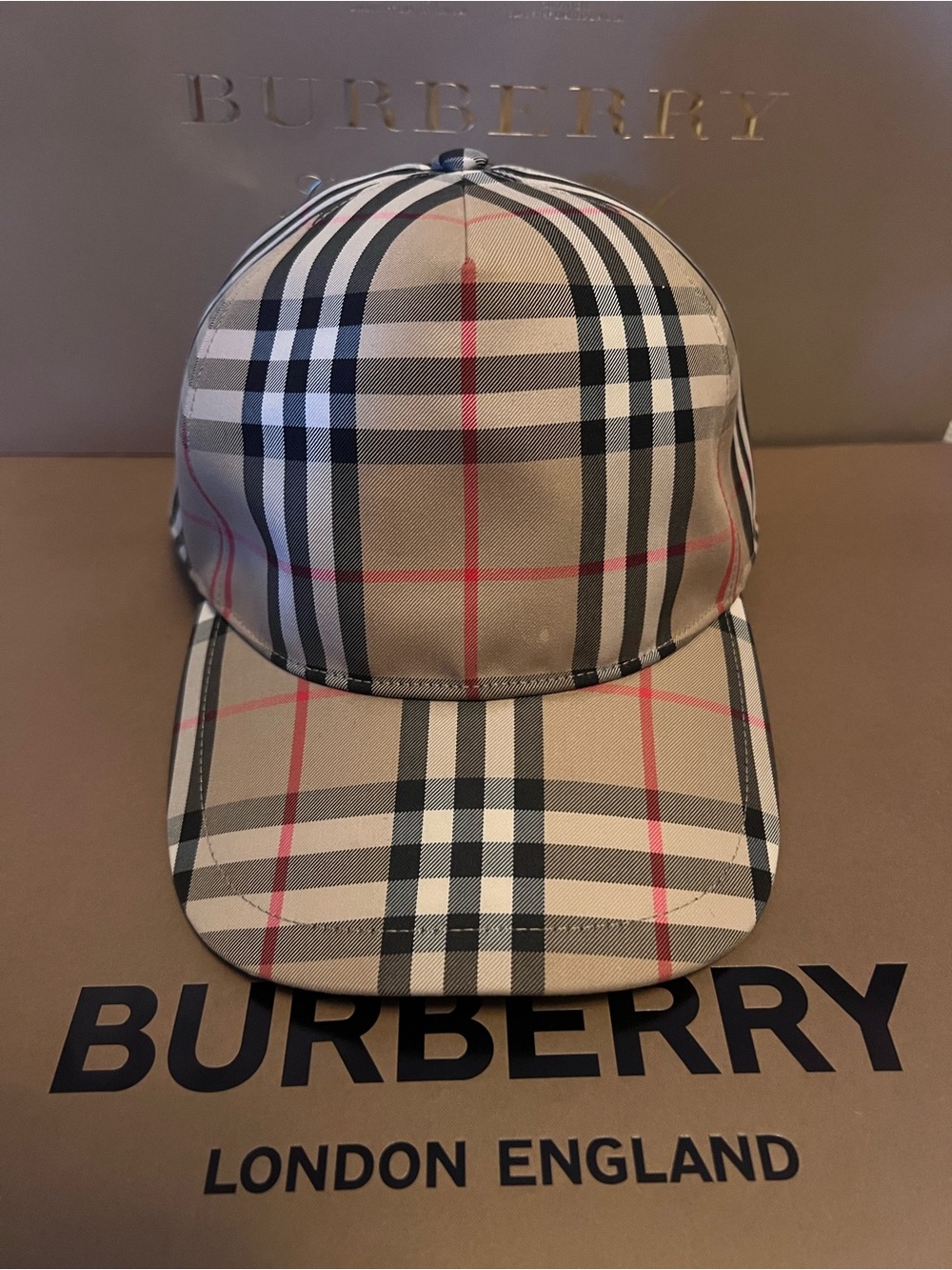 Burberry Check Trucker Cap - Archive Beige, Size Large